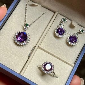 Purple round shape jewelry sets